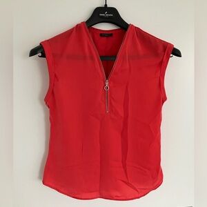 Dynamite Vibrant Red Zip-Front Blouse